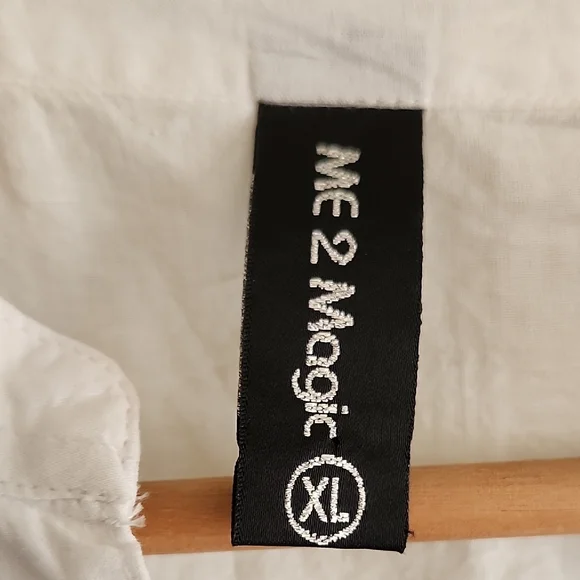 Me 2 Magic Anthropologie Blue & White Embroidered Boho Mini Dress XL Cottagecore - Picture 2 of 8